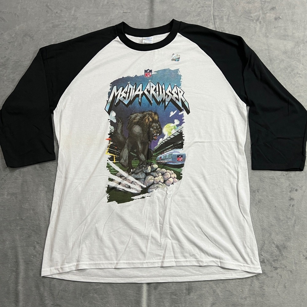 NFL Media Cruiser 2017 Raglan Graphic T-Shirt‎ White XL Football Sports Tee
